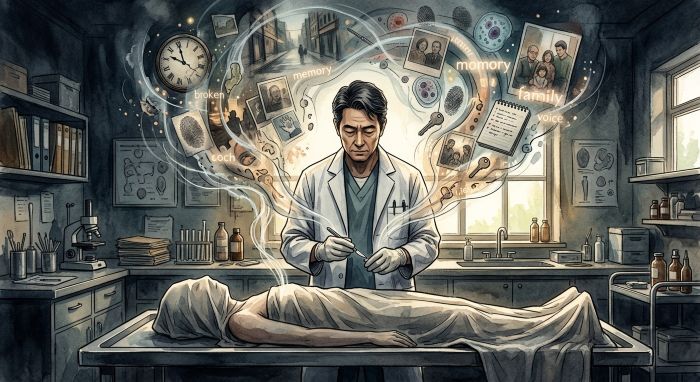 AIが考える「死者の声を聞く監察医」のイラスト
